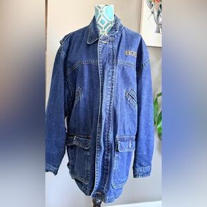 Vtg HUGO BOSS Men's XL - Blue jean denim coat heavy lined warm jacket Boss Jeans
